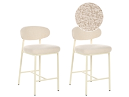 Conjunto De 2 Bancos De Bar BELIANI Unity De Bouclé Creme Claro 50x55x92