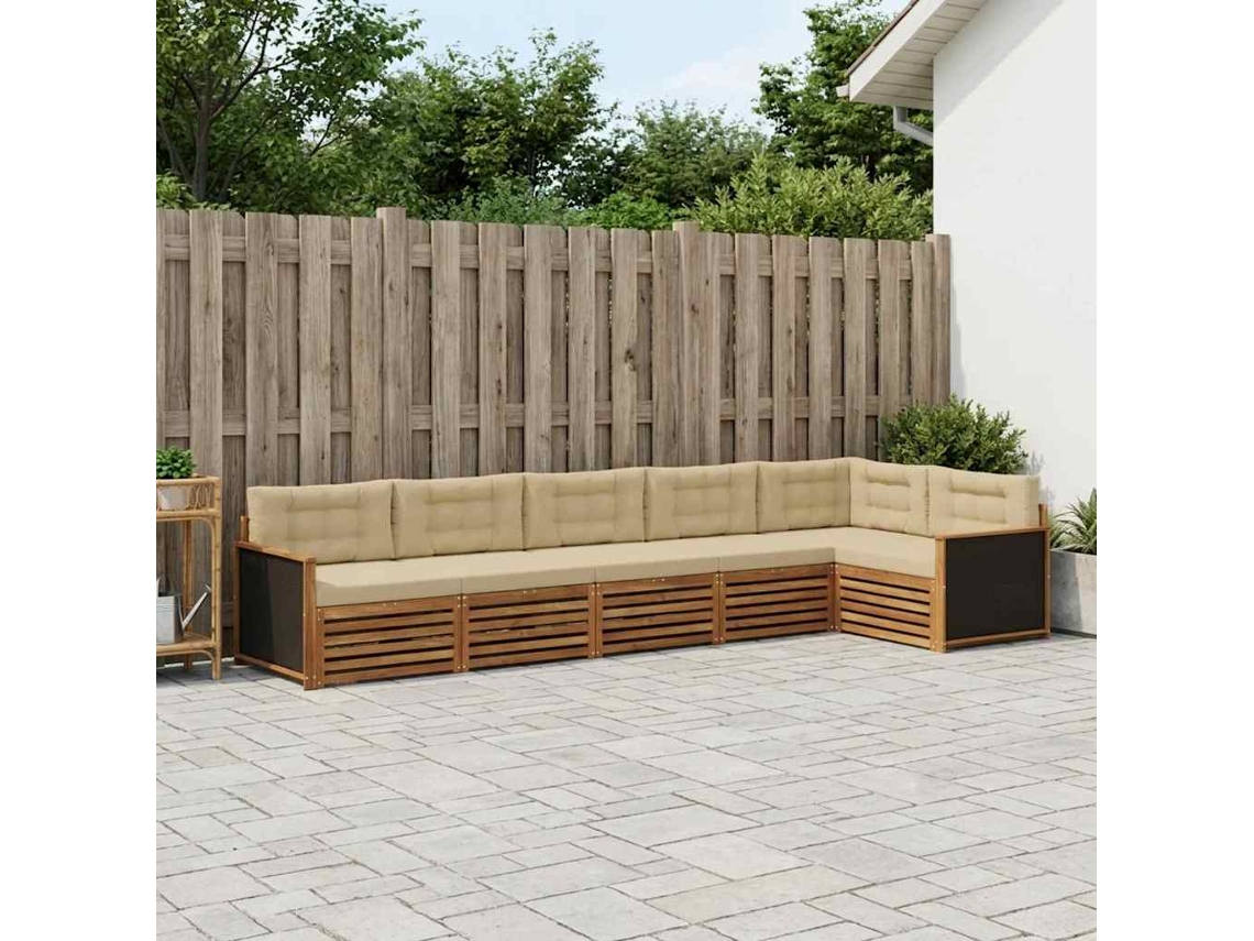 Vidaxl Conjunto De Sofás Para Exterior 6 Pcs Natural E Bege