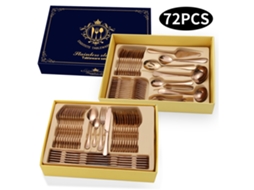 Conjunto De Caixa De Presente De Talheres De Aço Inoxidável 72 Peças Ouro Rosa Yunzii