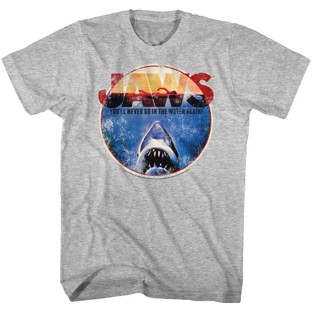 Unisex Adult T-shirt Rockinstone Jaws Movie Omg Heather Gray Sizem