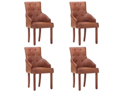 Vidaxl Cadeiras De Jantar 4 Pcs Couro De Cabra Genuíno Castanho
