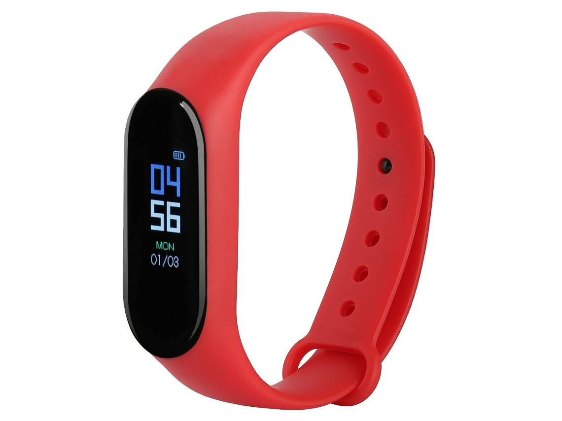 Pulseira com Tela Colorida M3x EOOCOO (vermelha) monitoramento de frequência cardíaca Bluetooth
