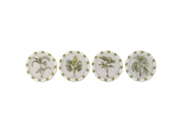 Pintura Home Esprit Branco Verde Palmeiras Tropical 30 X 2 X 30 Cm (4 Unidades)