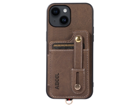 Suporte Casa Textura Lichia Para Iphone 14 Abeel Pele Sintética Com Porta-cartões Laranja