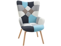 Poltrona De Veludo Acolchoado Para Quarto Com Pés De Madeira, 66x76x98cm, Multicolorida