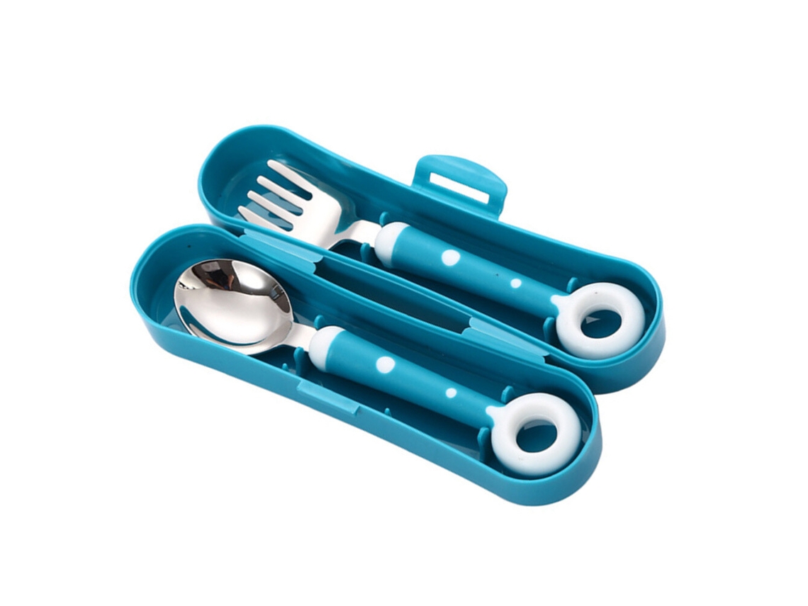 Colher Garfo Talheres Para Bebê Alimentação De Bebê Utensílios Confiáveis Para Crianças - Azul SUNNY SPACES
