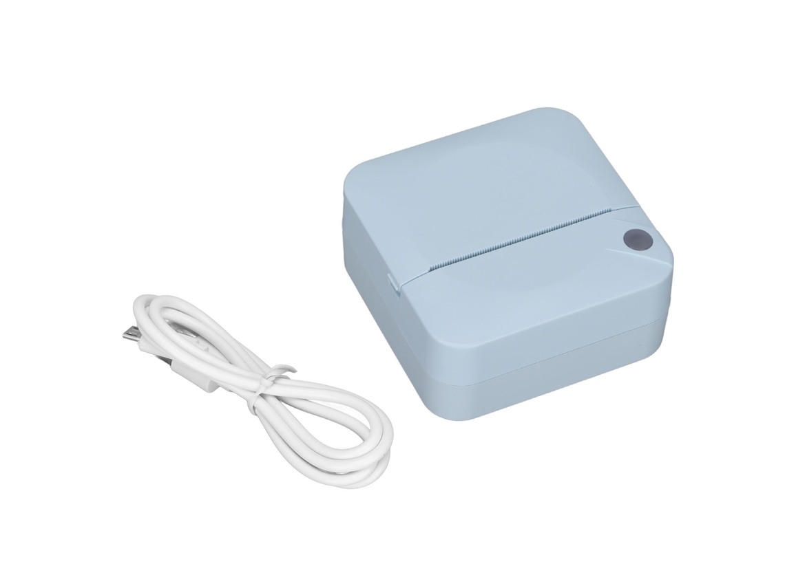 Impressora Portátil Mini Térmica 200dpi Design Ergonômico Bateria Recarregável Azul