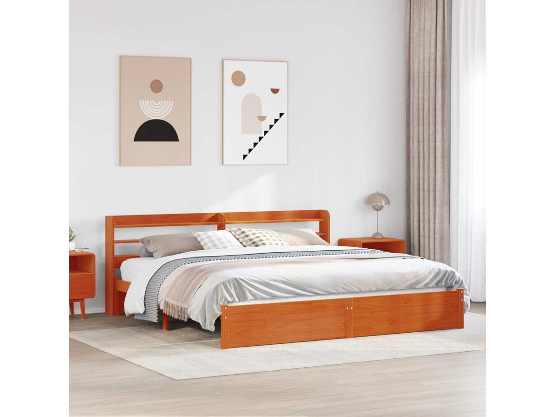 Vidaxl Estrutura da Cama 2 Pcs Marrom Cera Madeira de Pinho Sólido