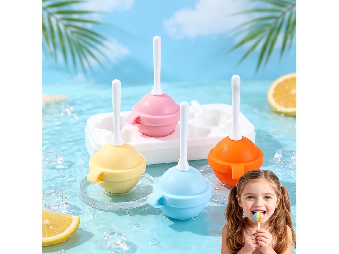 Formas De Silicone Para Picolés Formato De Chupa-chupa, Ideais Para Crianças E Festas De Verão. Reutilizáveis Cores Mistas Hexinyigjly