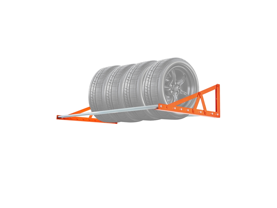 Prateleira de Parede para Pneus, Armazenamento Pneus Aço Resistente Q235 Padrão R 355,6 r 508 Mm, Capacidade Carga 181 Kg, 1440 X 685 265 Mm (máx.)