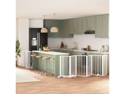 Vidaxl Portão P/ Cães Com Porta Dobrável 15 Painéis 750cm Álamo Branco