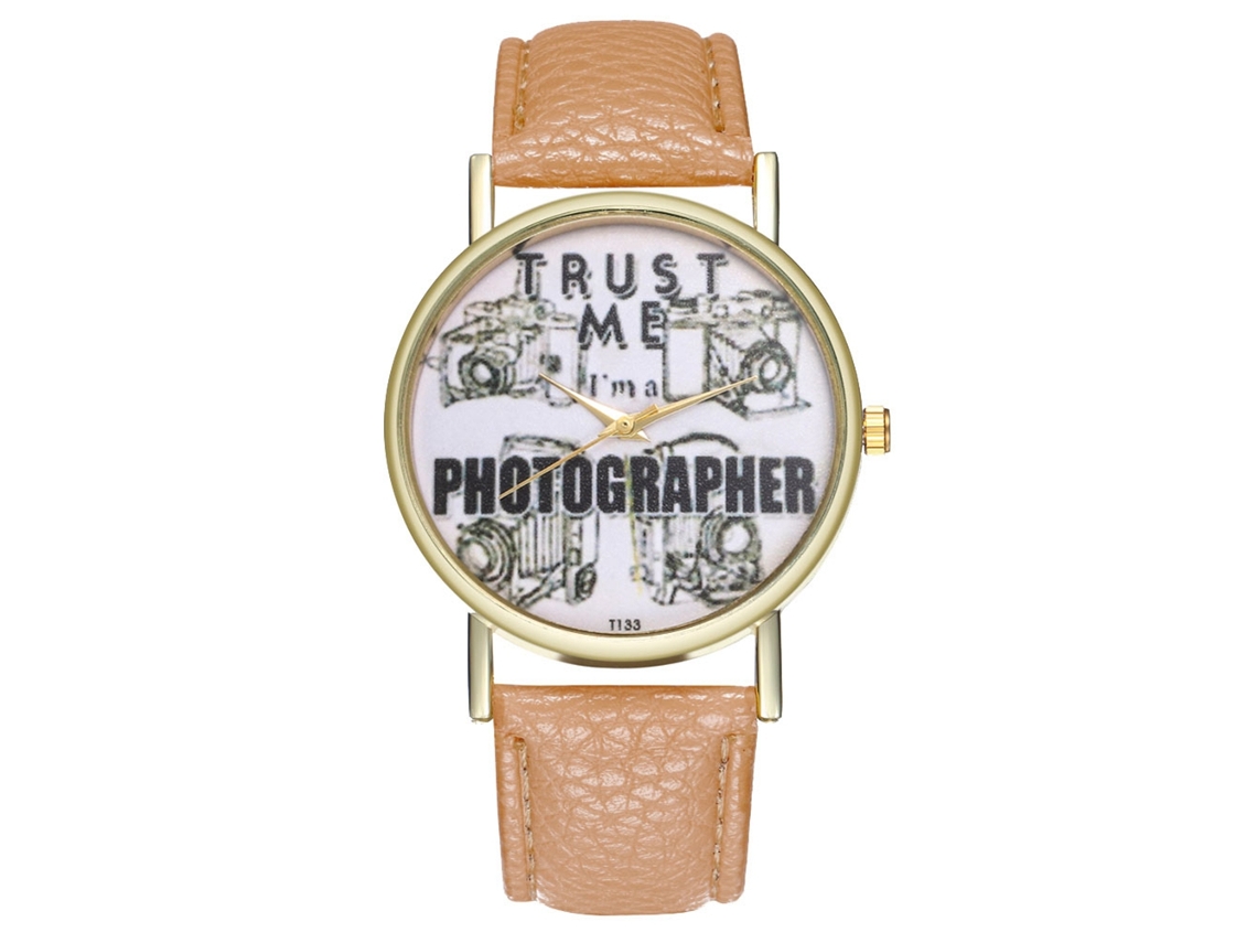 Relógio de Pulso Stylish Quarts Unisex Design Moderno Cor Amarela