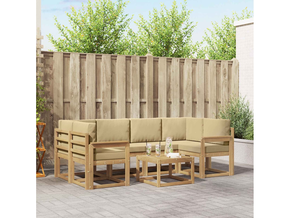 Vidaxl Conjunto De Sofás Para Exterior 7 Pcs Branco E Bege