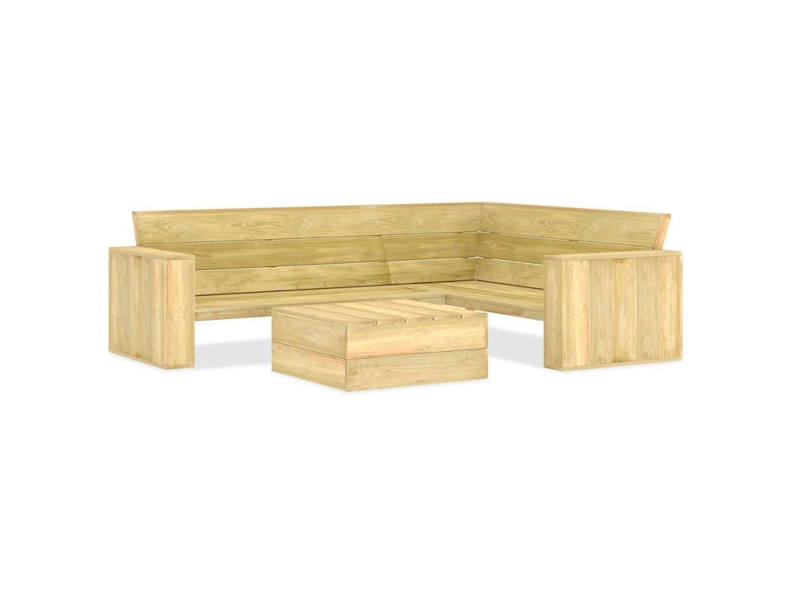 Vidaxl 2 Pcs Conjunto Móveis Jardim Madeira De Pinho Impregnada