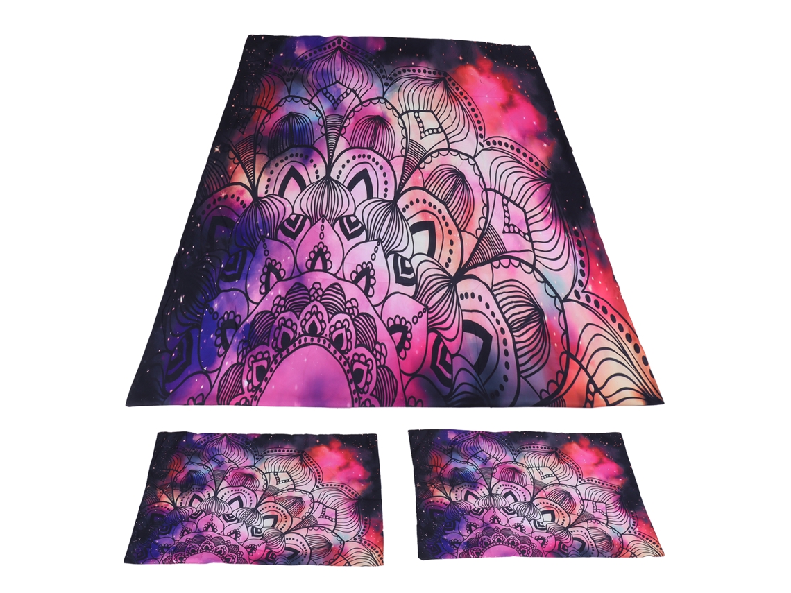 Conjunto de Lençóis Bohemian Roxo 3 Peças 200x200cm S/MARCA