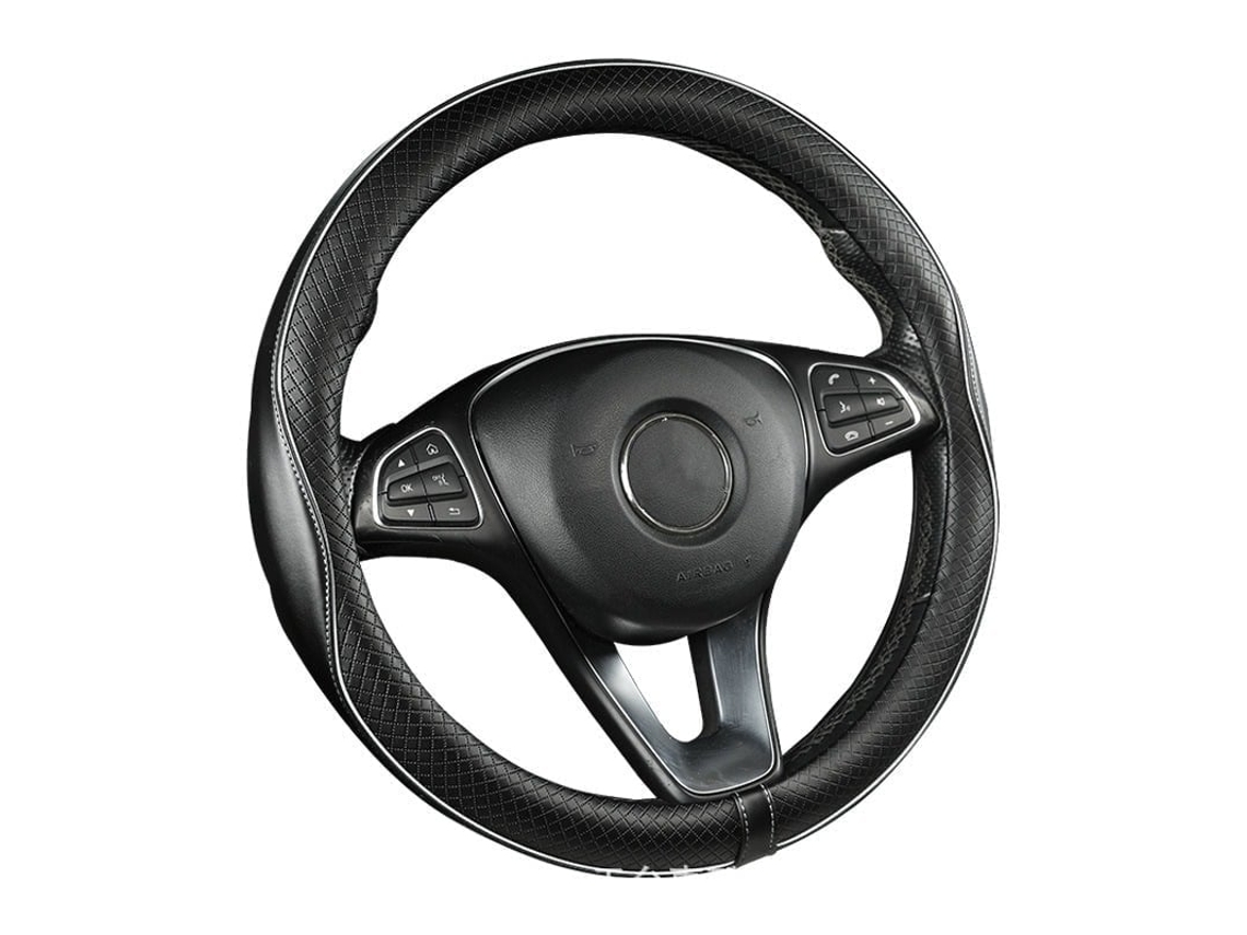 Capa Volante Couro Sintético Padrão Losango Anti derrapante, Diâmetro 38cm Universal Acessórios Interior Automóvel STELASPLEN