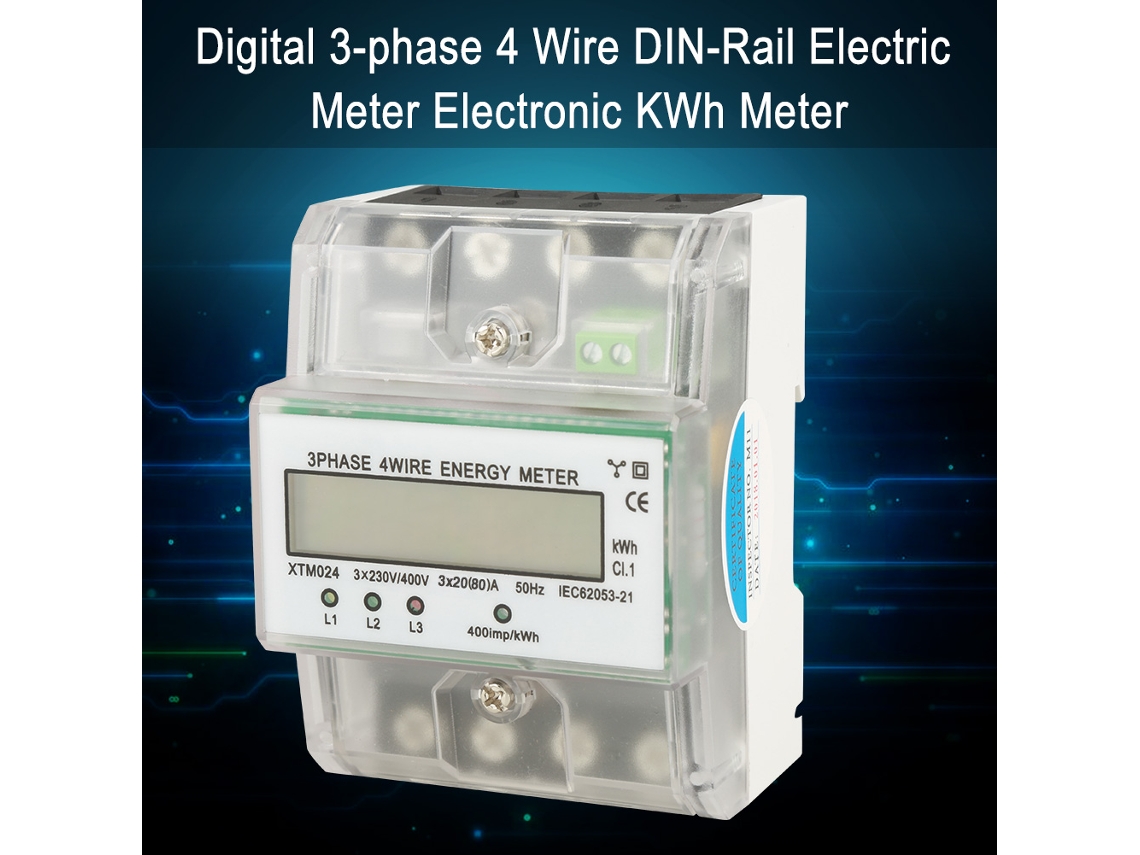 Contador de Energia Trifásico Digital Rail mounted