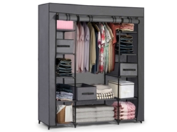 Armário Têxtil Grande Massido com Gavetas em Grafito - Ideal para Organização