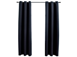 Conjunto 2 Cortina Vidaxl Preto Tecido