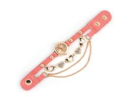Relógio Pulseira Feminino Quartzo Liga com Strass Coração e Mostrador Redondo Rosa
