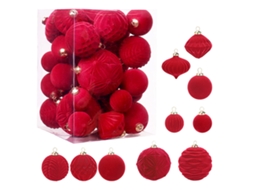 Laxiscreed Conjunto De 35 Bolas De Natal Premium Com Flocagem Para Decoração De Árvore