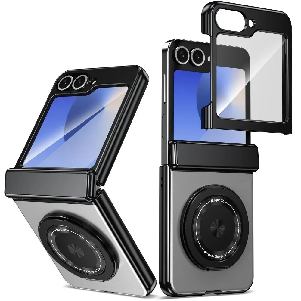 (prateado, Galaxy Z Flip6) Capa Para Celular Veicular Com Anel Magnético Giratório 360°, Proteção Traseira Contra Quedas Para A Dobradiça Da Tela