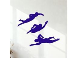 Adesivos Murais Em Pvc Nageur Nageant Dans L'eau De La Piscine Ação 68x85cm Modificação E Outras Informações Possíveis Azul Foncé