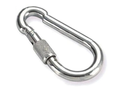 2 mosquetões de aço 90x9mm 250kg, de segurança com fechamento de parafuso para bombeiros e uso industrial S/MARCA