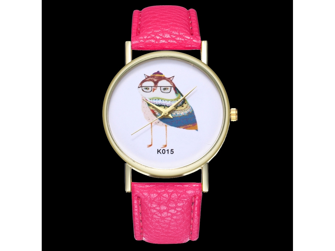 Reloj De Moda Casual Unisex Con Movimiento De Cuarzo Y Correa De Cuero Pu Rojo Rosa