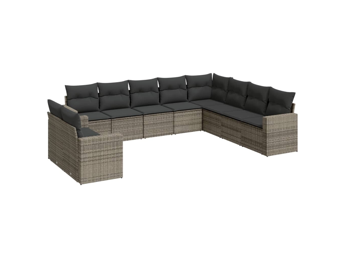Maison Exclusive - 10 Pcs Conjunto Sofás De Jardim C/ Almofadões Vime Pe Cinzento
