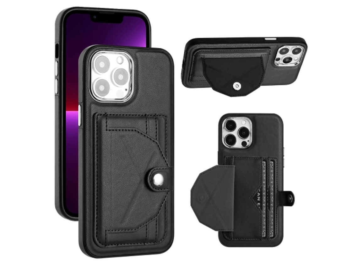 Capa Mobile Phone Cases Shockproof With Card para iPhone 14 Pro Max Pele Castanho