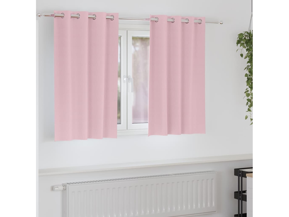 Vidaxl Cortinas Blackout Com Argolas 2 Unid. Rosa Bebé 140 X 140 Cm