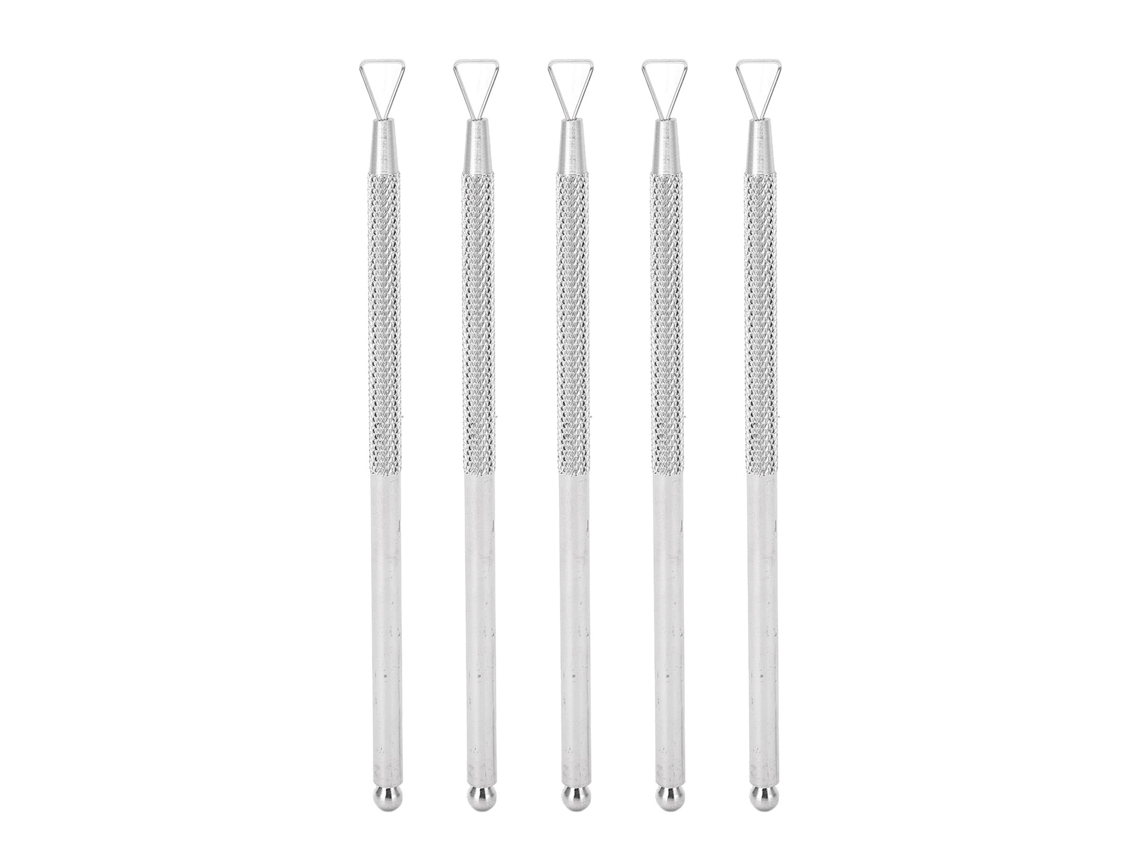 5pcs Empurrador De Cutícula De Aço Inoxidável Com Cabo Antiderrapante Para Manicure Profissional