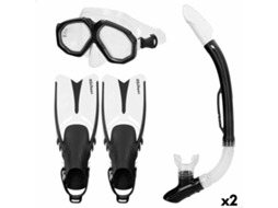 Óculos de Mergulho com Tubo e Barbatanas AQUASPORT Preto Adultos (2 Unidades)