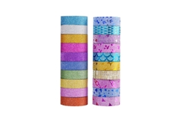 2026rebe 20 Rolos de Fita Washi Glitter Colorida para Scrapbooking, Presentes, Festas e Materiais Diy