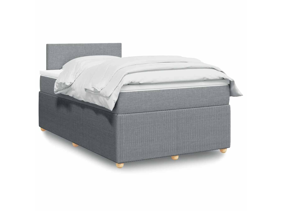 Vidaxl Cama Boxspring Com Colchão 120x190 Cm Tecido Cinzento-claro