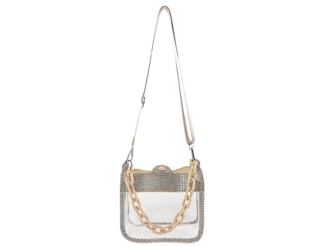 Bolsa Tote Transparente Portátil de Hombro para Mulher, Decorativa, Ideal para Viagens e Ocasiones ao Ar Livre | S/MARCA