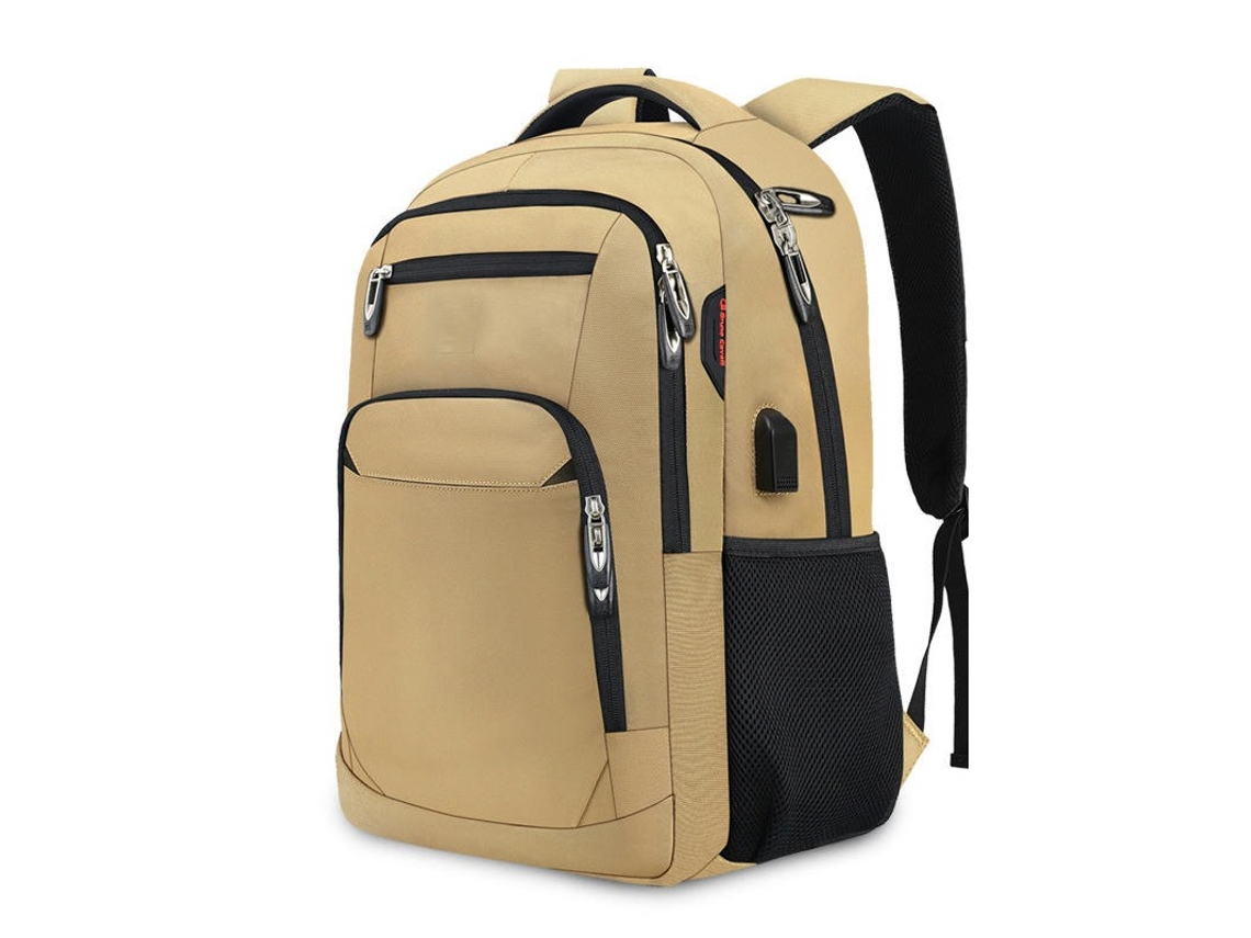 Mochila para Laptop Mochila Grande de Mão com Porta de Carregamento Usb Mochila Resistente À Água para Homens-Caqui