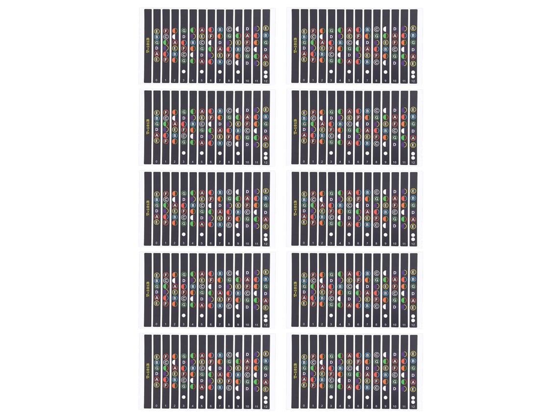 Ats 10 Folhas de Adesivos de Clavijero de Guitarra com Notas Codificadas e Escalas para Iniciantes T 101b