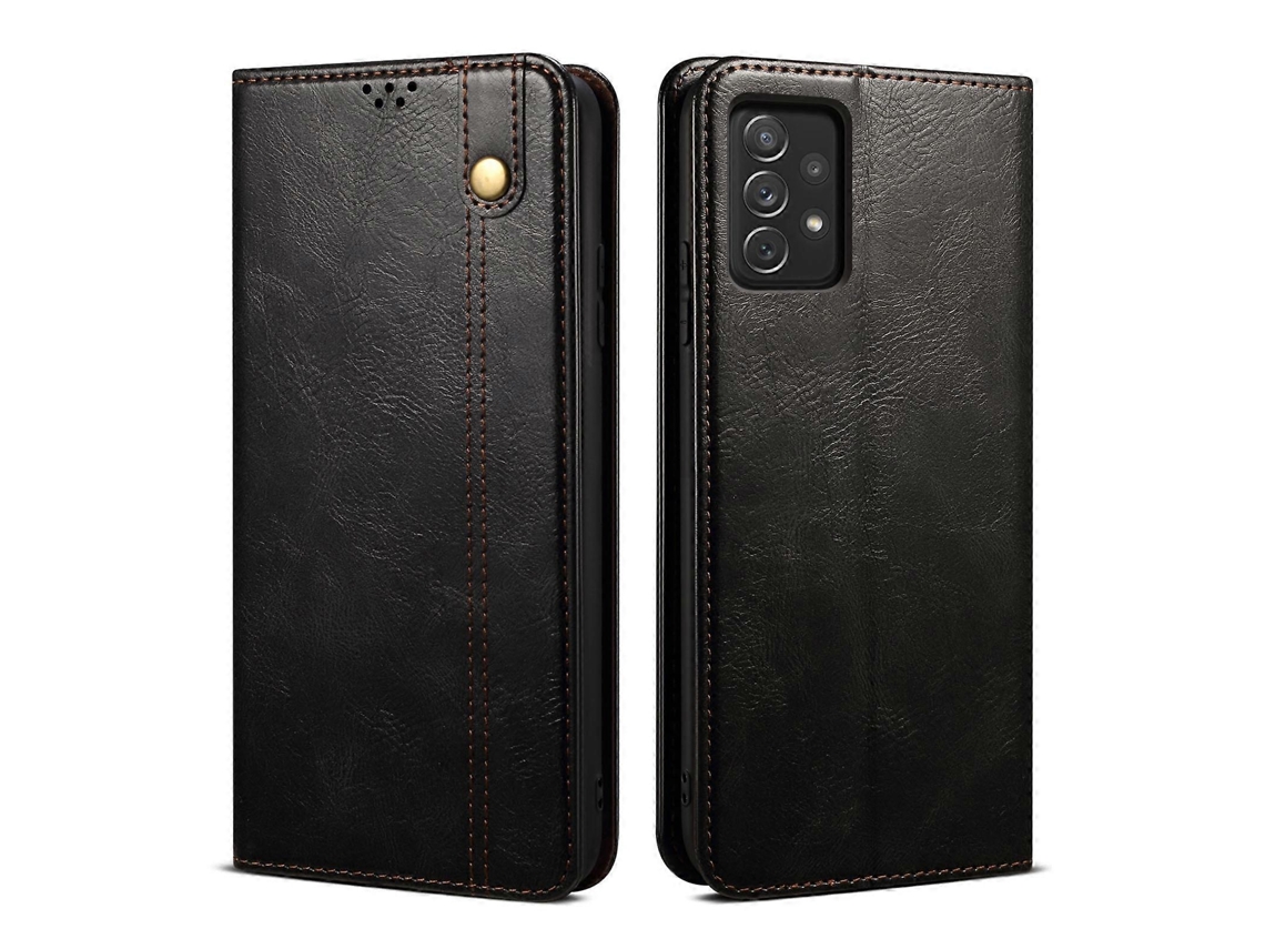 Capa De Couro Com Textura Crazy Horse Para Samsung Galaxy A23 5g Com Cera Oleosa