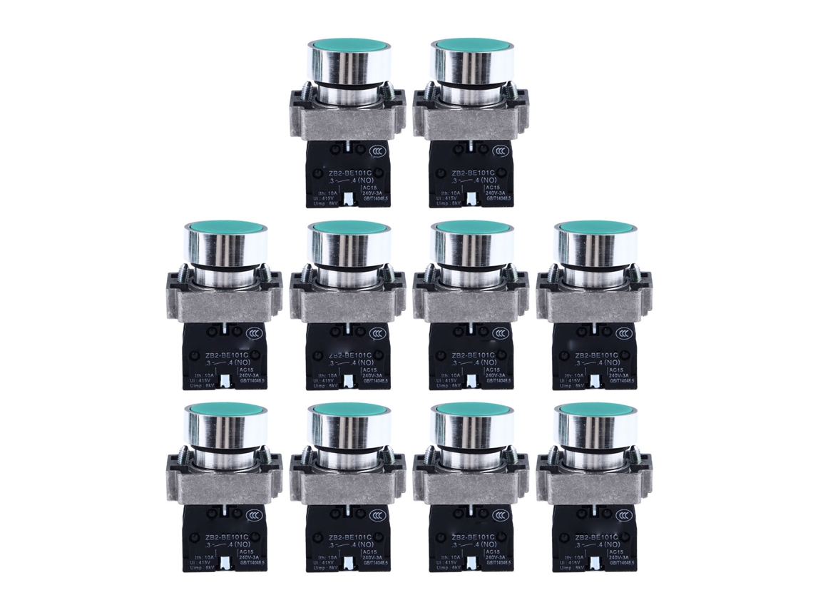 Interruptor De Botão Auto-resetável 22mm Cabeça Plana Iniciar Parar Ac240v Xb2-ba31 10pcs