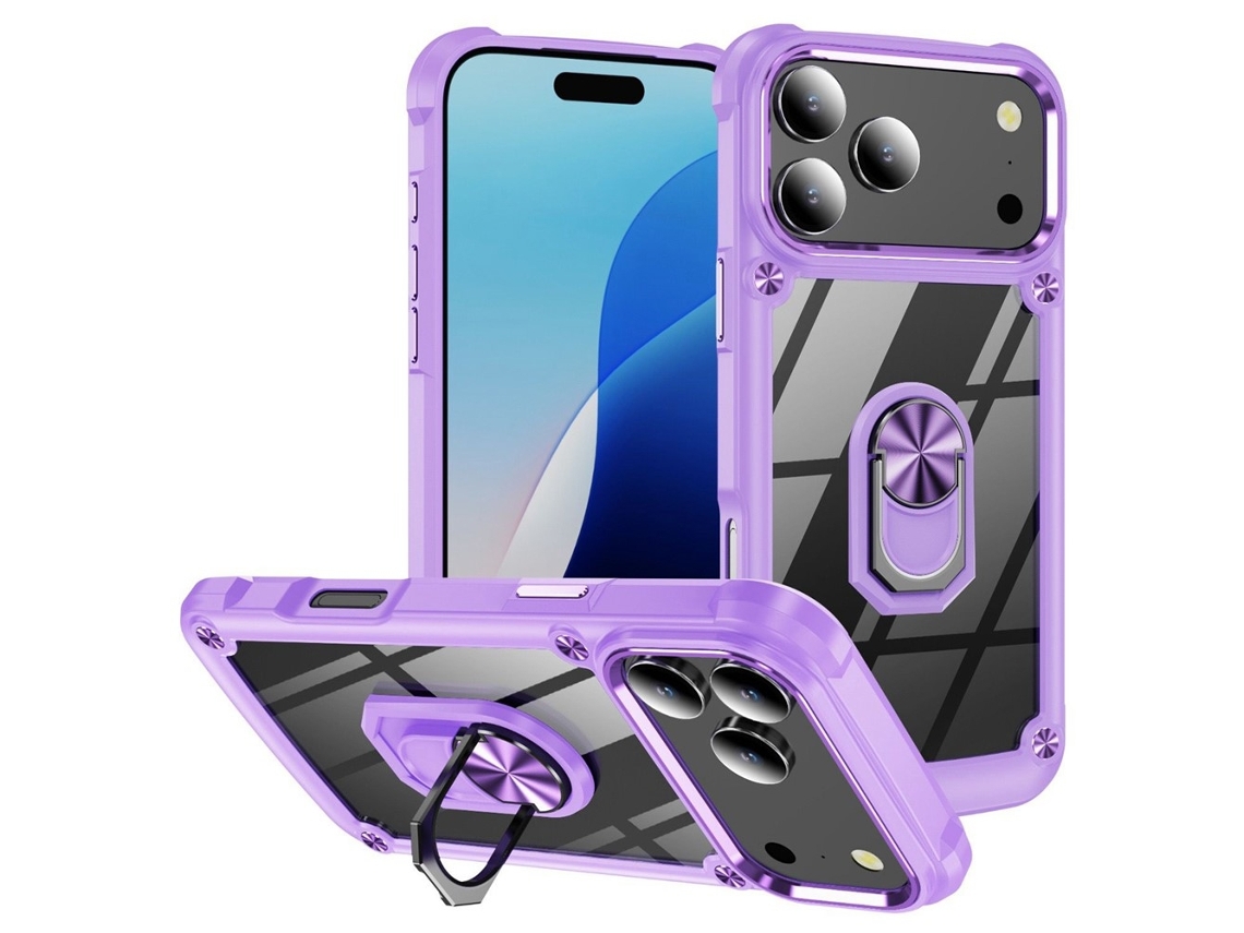 Capa Protetora Híbrida Com Anel À Prova De Choque Para Iphone 17 Pro, Roxa.