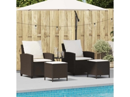 Vidaxl 4 Pcs Conjunto Sofás De Jardim C/ Almofadões Vime Pe Castanho