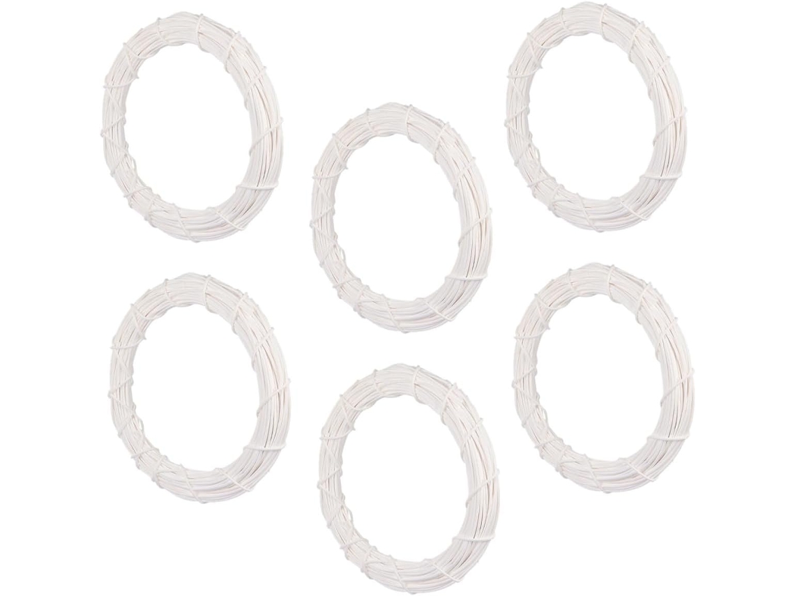 Conjunto 6 Anéis Rattan Branco Guirlandas Diy Decoração Natural Clássica Festas Acessórios Porta Entrada Natal GOKOCO