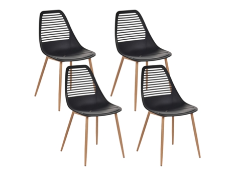 Conjunto de 4 cadeiras de refeição sem braços de estilo moderno BELIANI Montello de Material sintético Preto 46x54x84