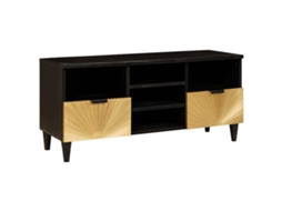 Vidaxl Gabinete Para Tv Com Gaveta Preto E Ouro 100 X 33 X 46 Cm