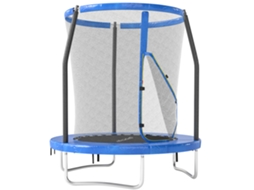 Trampolim Infantil Ø183 Cm, Para Crianças Com Rede De Segurança Barras Acolchoadas Capa De Segurança E Estrutura De Aço Azul