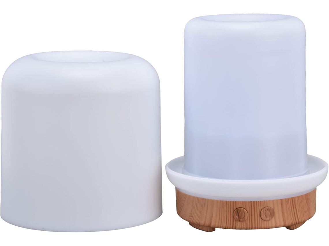 Umidificador De 200 Ml Com Luz Noturna E Acabamento Em Madeira, Ideal Para Sala Estar Escritório