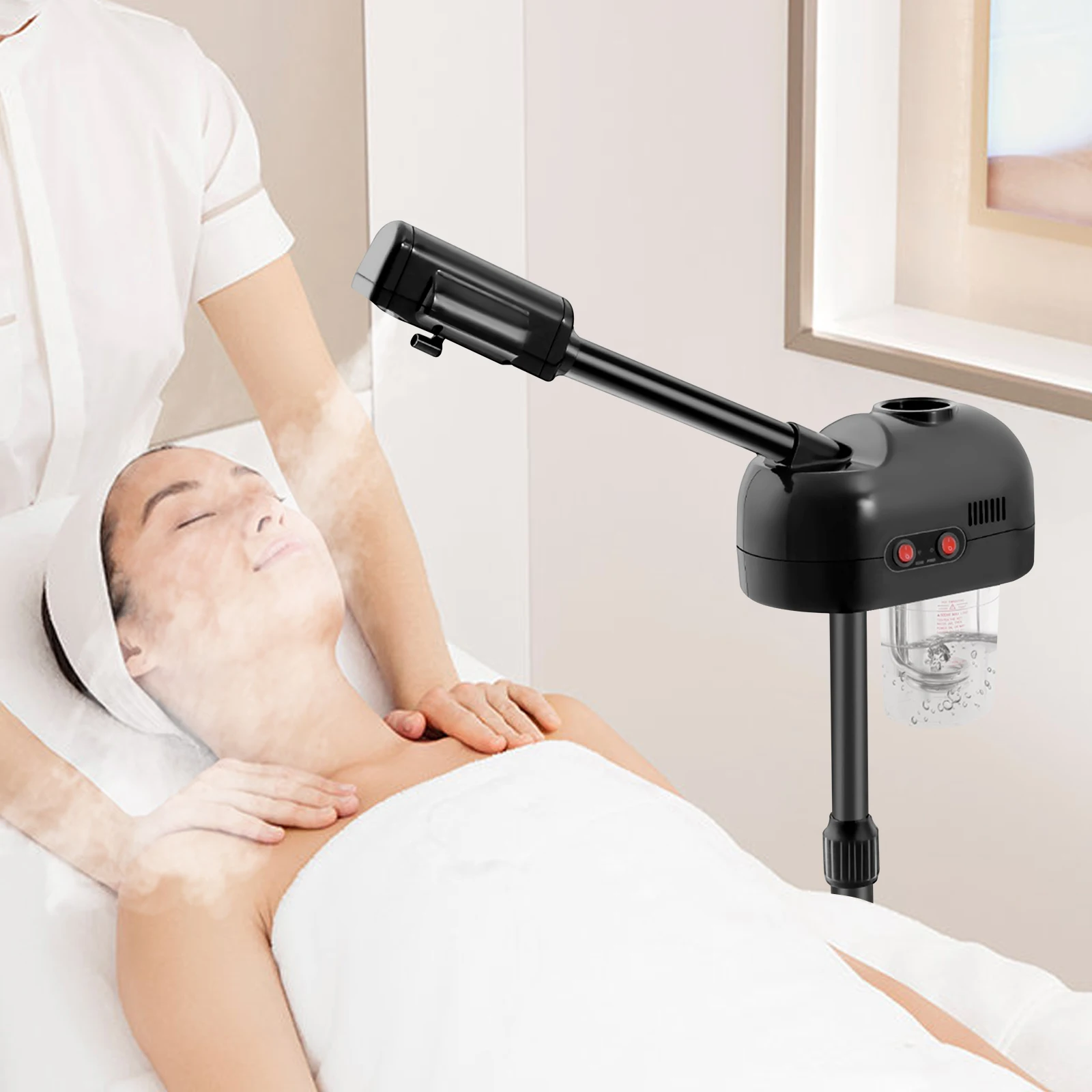 Vaporizador Facial Profissional de 800 W com Nano, Íons, Ozônio e Vapor Quente, Altura Ajustável para Salão de Beleza BRILVIBERA