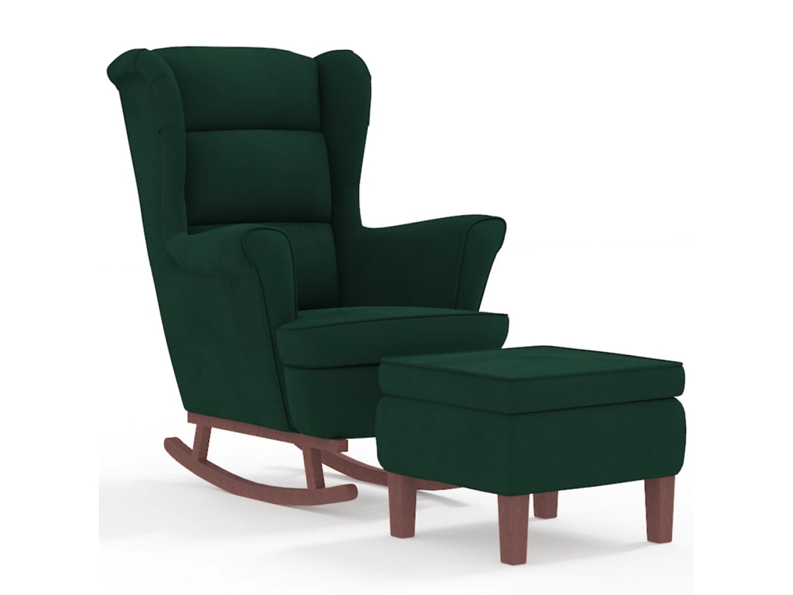 Rocking Chair With Stool, Rocking Chairs With Stools Vidaxl Verde Veludo